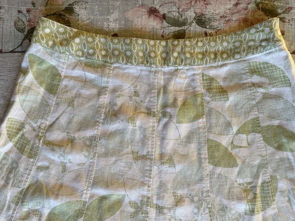 epilogue size 16 linen mix skirt line a lime Green White Summer Holiday Floaty - Image 2 of 4