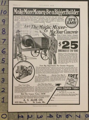 1921 AS ALOE MAGIC CONCRETE MIXER FARM BUILDING CONSTRUCTION ST LOUIS AD [[SKU]