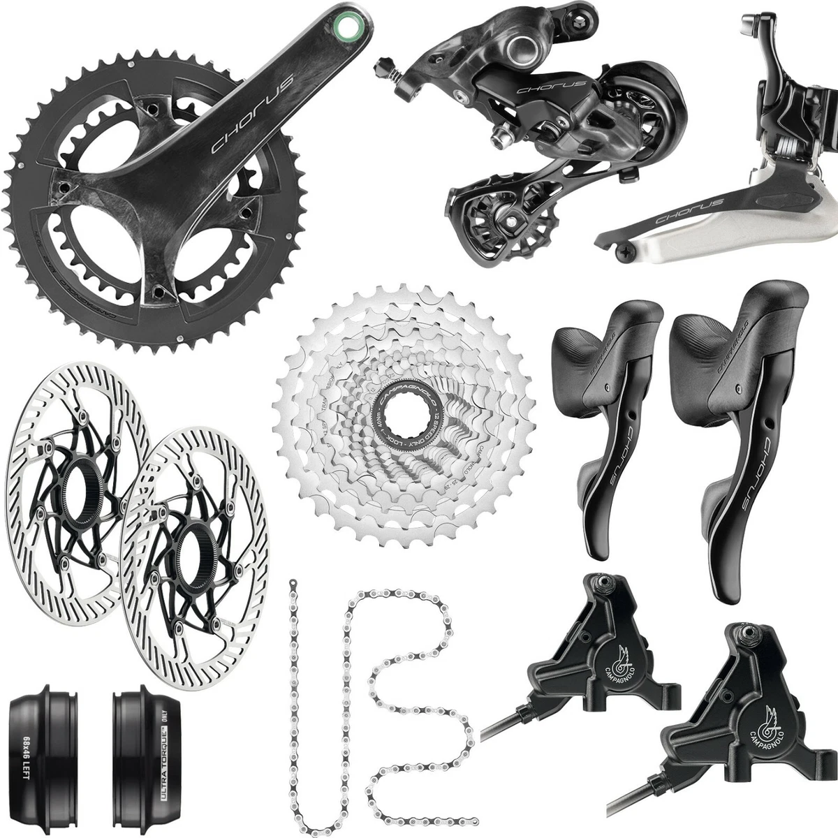 Jeu De Dérailleurs 8 Vitesses Campagnolo Record Ergopower Noir - Pour Vélo De Route, Occasion