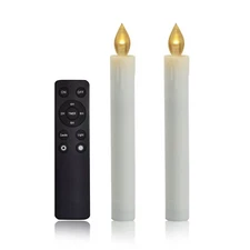 2PCS Flameless Taper Candles with Remote Timer 6” Tall Flicking Fake LED Candles