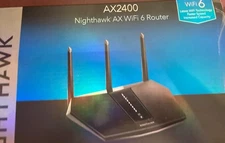 Netgear RAX29-100NAS Nighthawk AX2400 WiFi 6 Router, Black
