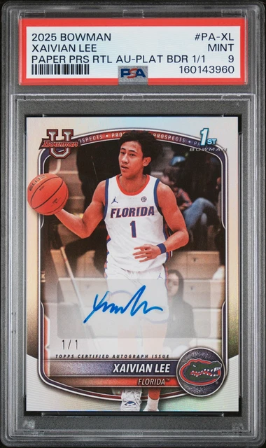 2025 Bowman Paper Prospect Retail Auto #PA-XL XAIVIAN LEE 1/1 PSA 9