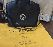 Valentino Black Satchel Top Handle Bag with crossbody strap