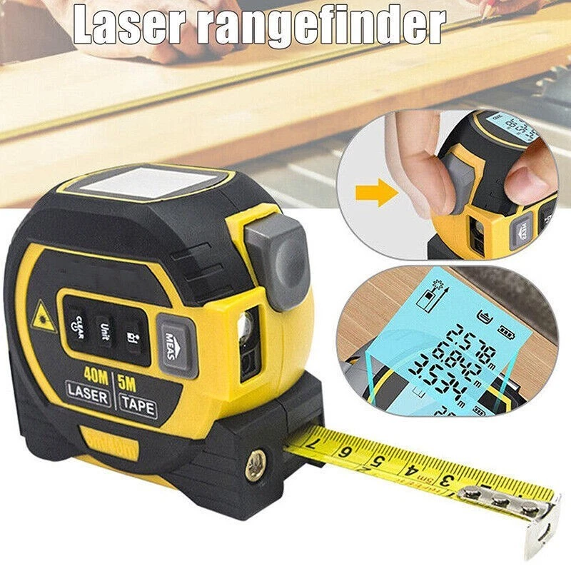 3 in 1 Range Finder Digital Measure Tape Laser Distance Meter Measuring Tool - Image 3 of 4
