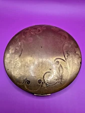 Elgin American Compact Mirror Rose Gold Floral clamshell style Vintage Dress up