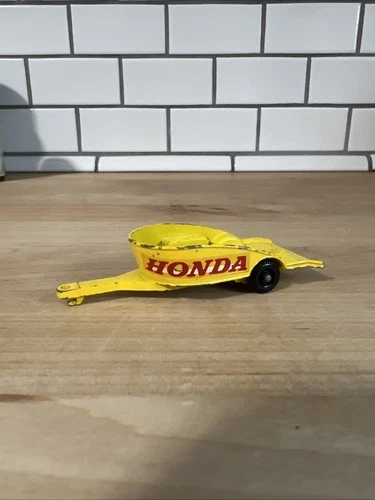 Matchbox Series No 38 Yellow Honda Motorcycle Trailer 1960's Lesney England