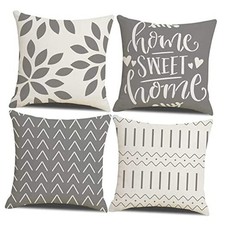 Throw Pillow Covers 20x20 Inch, Pillow Covers 20" x 20" Pack of 4 Gray