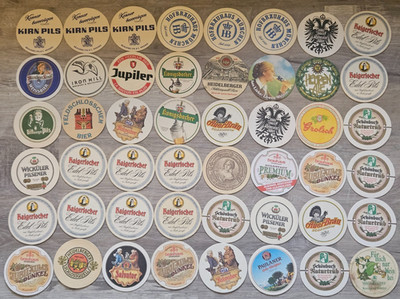 Vintage German Swiss Beer Paper Cardboard Coasters Lot of 48 Assorted Pub Bar