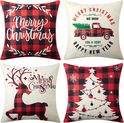 Christmas Decoration Pillow Covers 18X18 Set of 4,Farmhouse Christmas Decor for