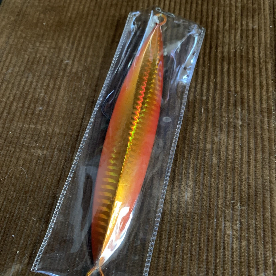 Orange /white Fast Pitch Jig Saltwater Fishing Vertical Jig Lure With Glow Hook - Image 4 of 4