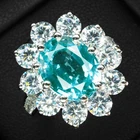 Greenish Blue Paraiba Tourmaline 4.90Ct 925 Sterling Silver White Gold Rings