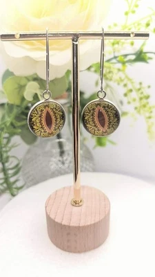 Boucles d'oreilles Originales -Oeil de Dragon Oeil de Reptile- Hypoallergénique - Photo 1/4
