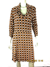 ANN TAYLOR LOFT SZ 14 Brown Copper Cowl Neck Soft Rayon Blend Knit-Cloth Dress