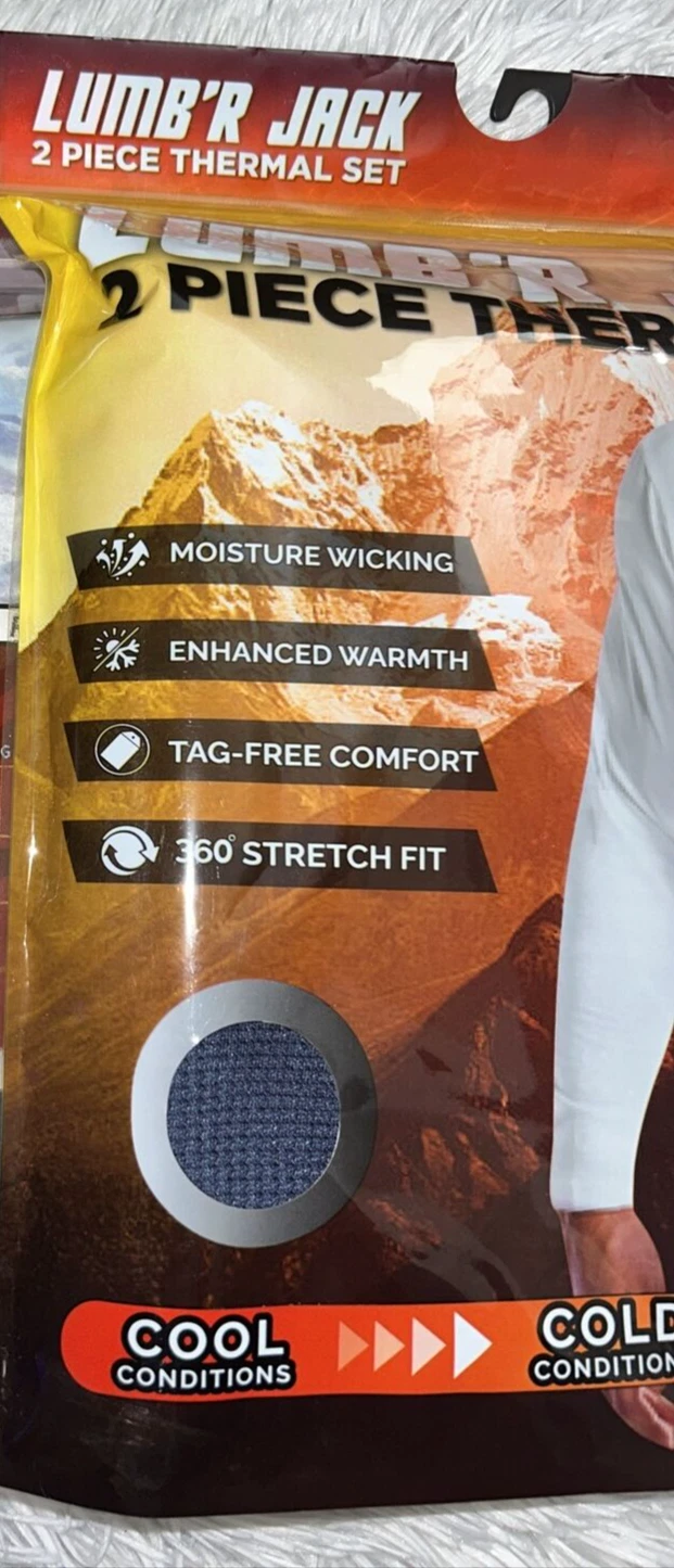 Lumb’r Jack Blue Thermal Underwear Men's Size L Heat Tech 2-Piece Set MSRP$48
