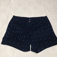 Nautica Womens Size 8 Navy Blue Anchor Patterned Shorts