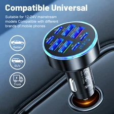 8 Ports Port Super Car Charger Adapter Socket for iPhone Samsung Android Phone