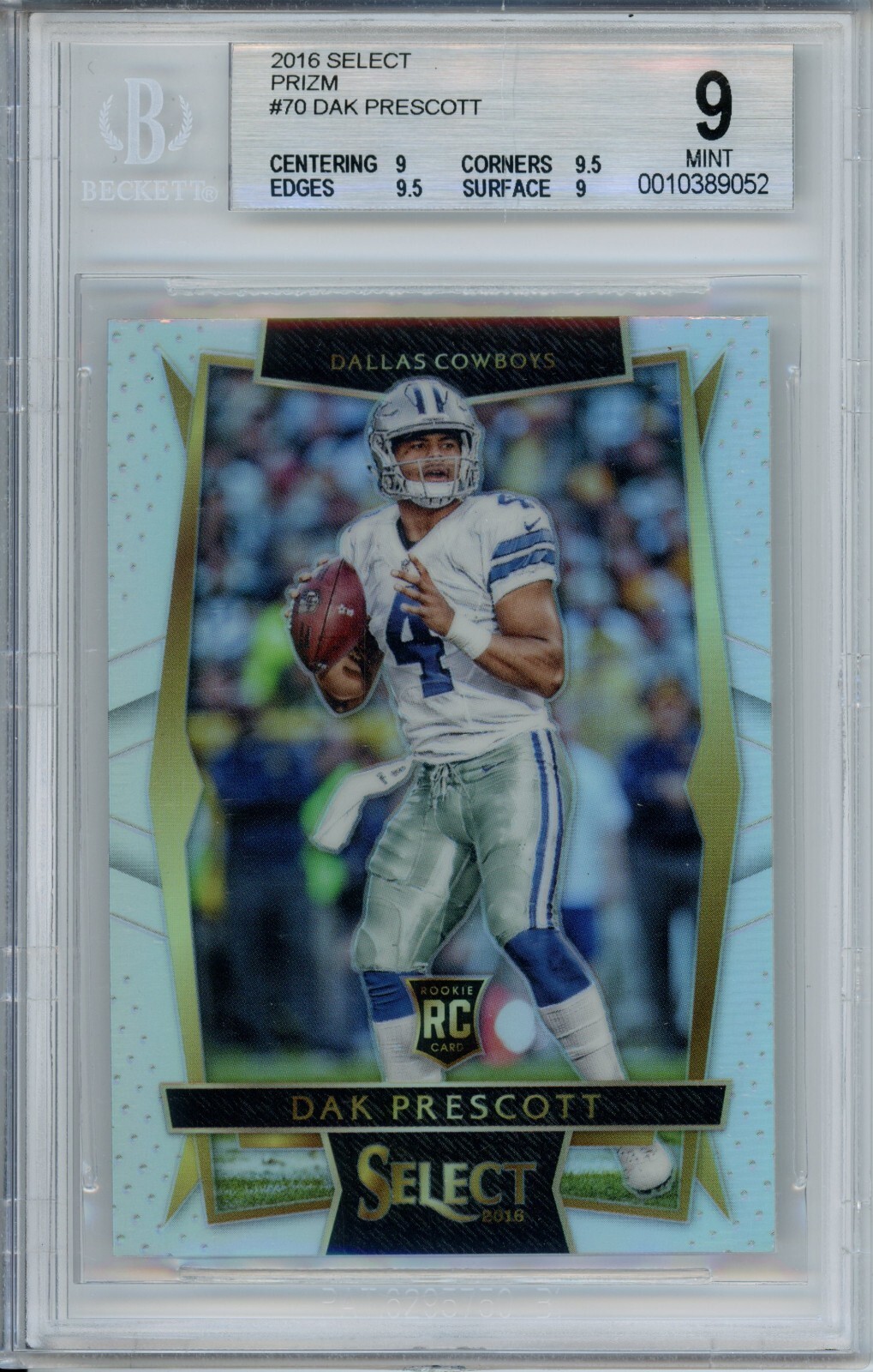 Dak Prescott Panini Select Select Swatch #22 Gold Prizm