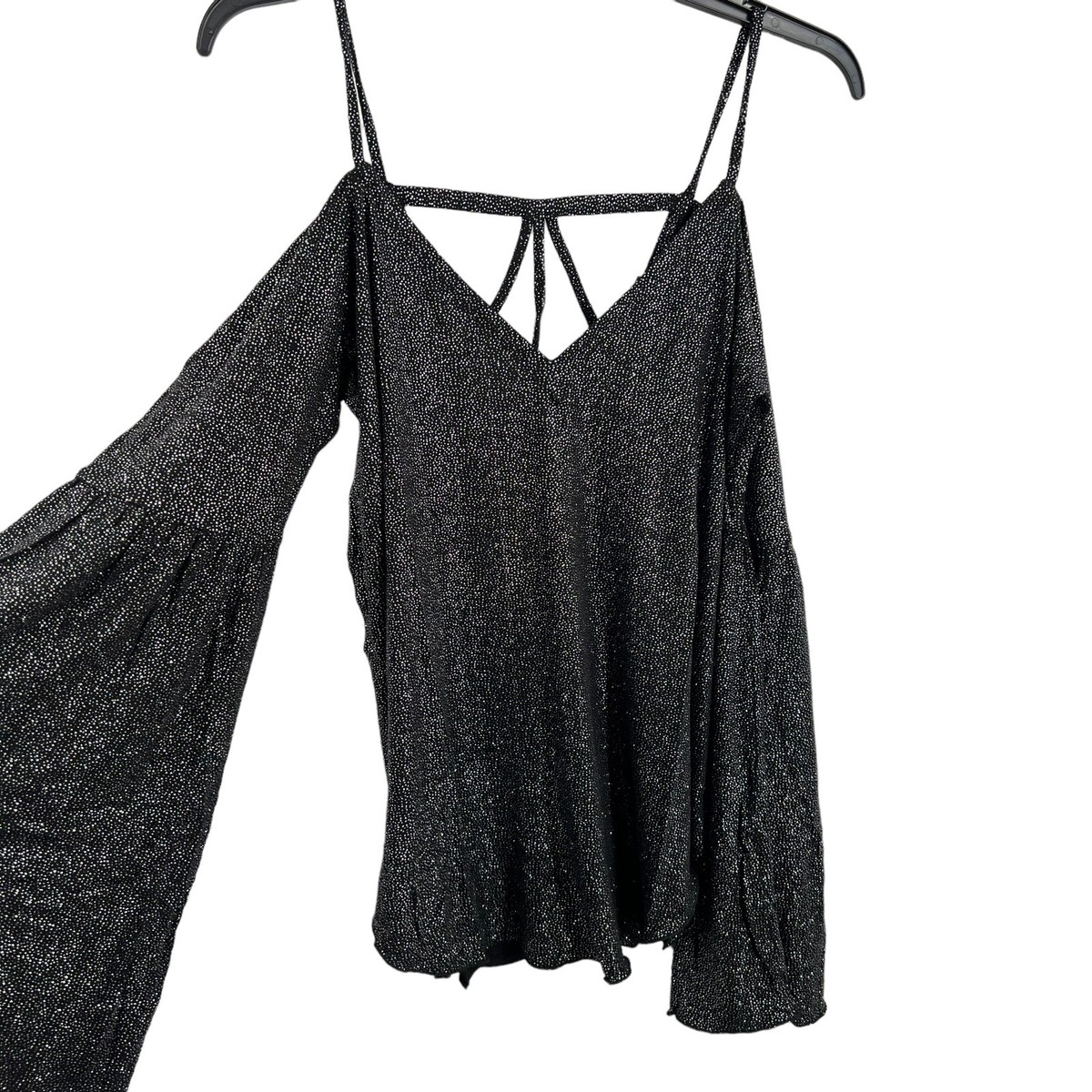 Chaser Black Sparkly Strappy Back Top Medium | eBay