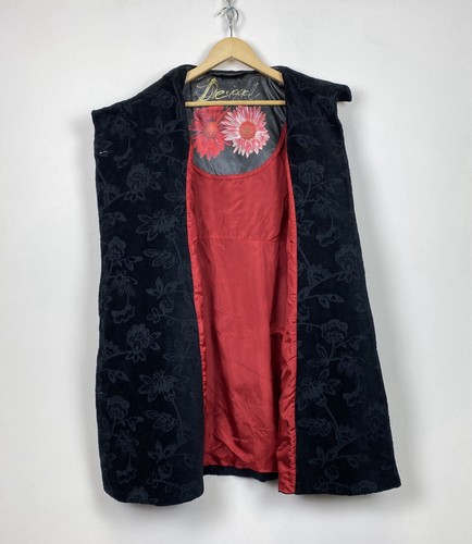 Giacca trench vintage Desigual floreale donna taglia 42 nero stile Y2K top - Foto 7 di 13