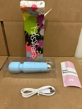Mini All Over Body Wand Massager Blue Powerful Vibration Silent Design