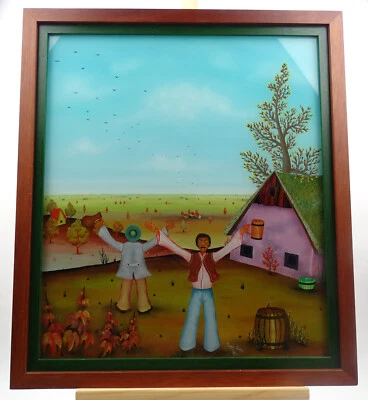 Hunjak Zlatko Iglica 75 naive Malerei Bauern in Tracht Gouache auf Malkarton - Bild 1 von 4