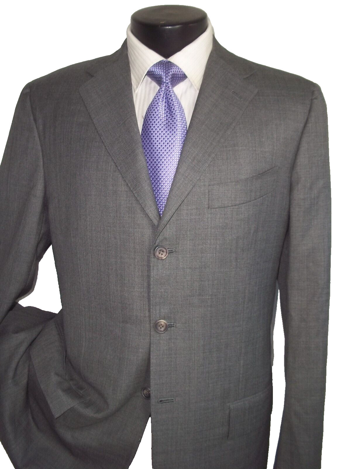 # Kiton Napoli solid gray 3button side vent wool … - image 4