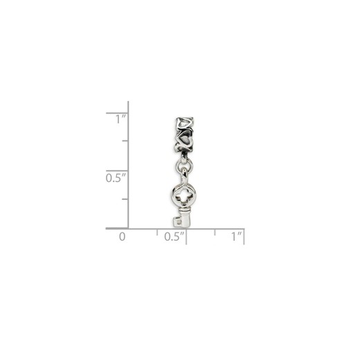 Reflection Beads Plata de Ley Acabado Antiguo Llave Colgante con Corazones Bead - Imagen 2 de 4