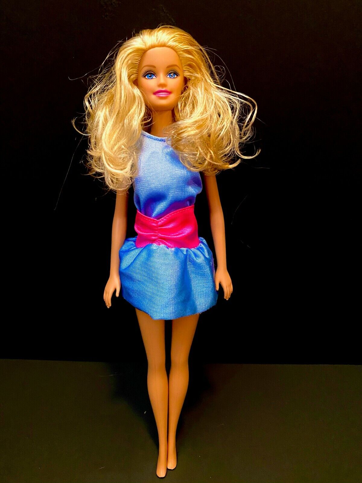 80's Style Barbie Doll with Curly Hair and Blue Prom Dress | eBay