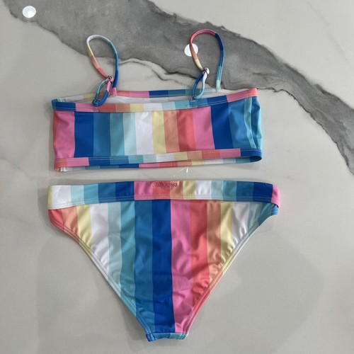 Billabong Girls 2 Pc Swimsuit Sz 14 Me And You Stripes Tween Teen Pastels NWT - Picture 2 of 8