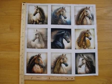 Horses Dan Morris QT  (A) Cotton Quilt Fabric Panel Blocks (9) 5" x 5" Each