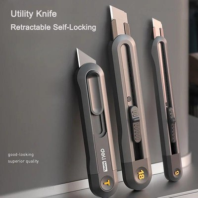 Deli Sk2 Retractable Utility Knife   Self-locking Cutter for Office & Stationery