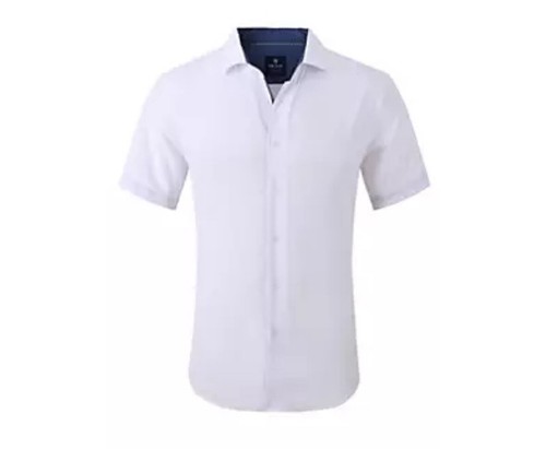 Tom Baine Slim Fit Performance Kurzarm Solid Button Down Weiß - Bild 1 von 2