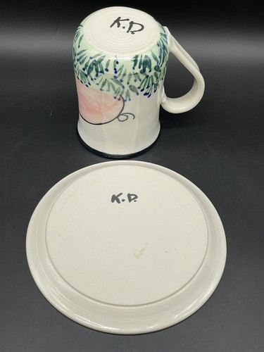 Tazza e piatto Karen Donleavy maialino rosa in ceramica dipinto a mano - Foto 9 di 9