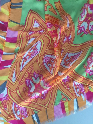 ETRO Stunning Vibrant Hand finished 100% Silk Chiffon Scarf 130cm x 40cm J23 - Picture 5 of 6