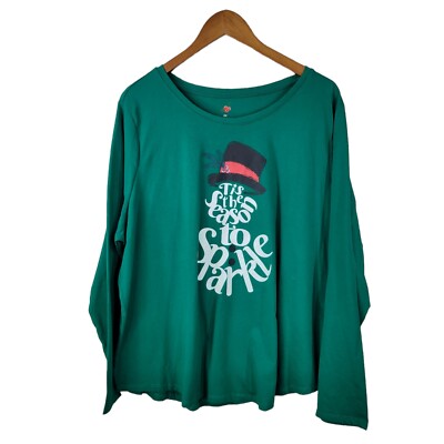 Tis The Season Plus Size 2X Shirt Top Tee T-Shirt stretch Cotton Christmas Green