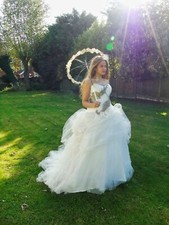 Wedding Dress Uk 12-14 alternative Steam Punk Victorian Style embellished unique
