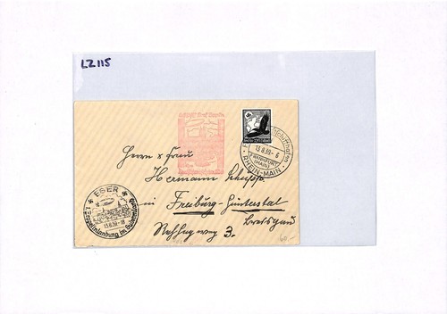 GERMANY GRAF ZEPPELIN Air Mail Cover *DEUTSCHLANDFAHRT* 1939 Eger Freiburg LZ115 - Picture 5 of 9