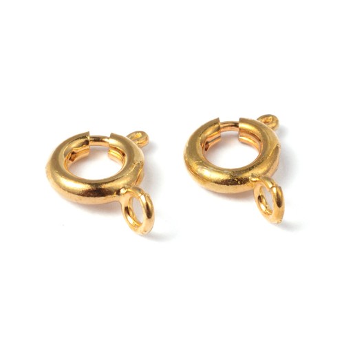 100pc Gold Tone Brass Springring Clasps Round 1/1 Loop Mini Closure Findings 6mm - Picture 2 of 3