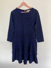 Michael Kors Knit Mini Dress Blue Layered Ruffle Skirt Size L Pre-owned