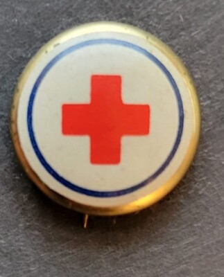 Red Cross Small 0.5  Metal Button Pinback Vintage