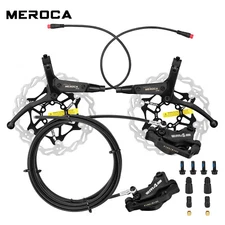 MEROCA E-Bike Hydraulic Disc Brake Set 4-Piston Front/Rear 950/1850mm with Rotor