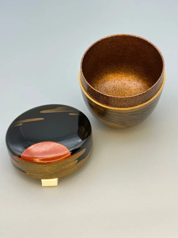 Carrito de té Natsume de Shoto Kei Hinode Makie interior de piel de pera con caja 7,3 cm JP Foto 2 de 4