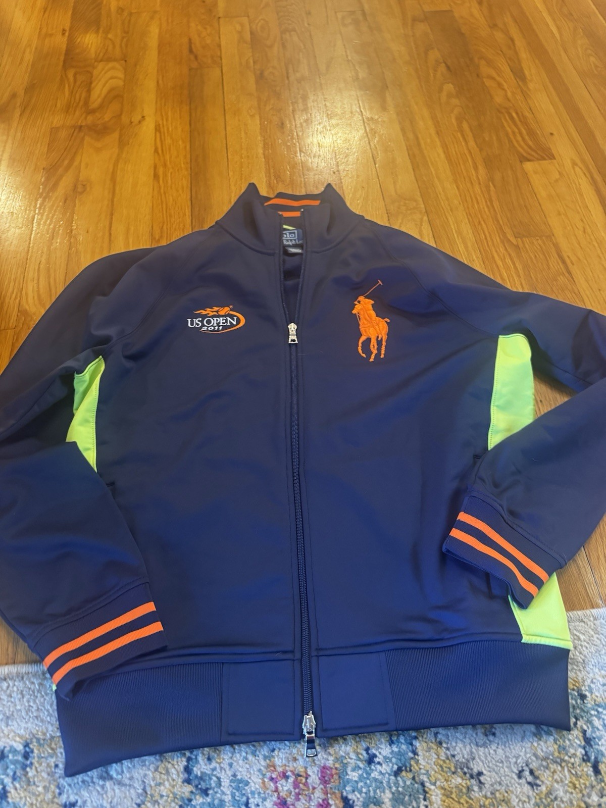 Vintage Polo Ralph Lauren Uomo US Open 2011 Track Jacket Verde Navy M Big Pony