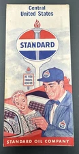 1960 STANDARD OIL Road Map CENTRAL UNITED STATES  Montana To Ohio To Missouri