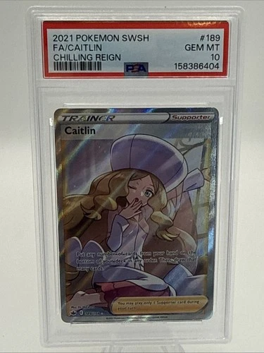 Pokémon Caitlin 189/198 Swsh06 Chilling Reign Ultra Rare Full Art Trainer PSA 10