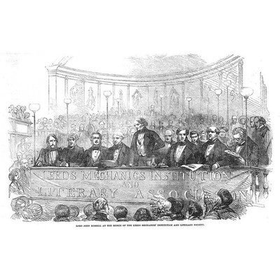 LEEDS Lord Russell at Mechanics Institution & Literary Society old Print 1852
