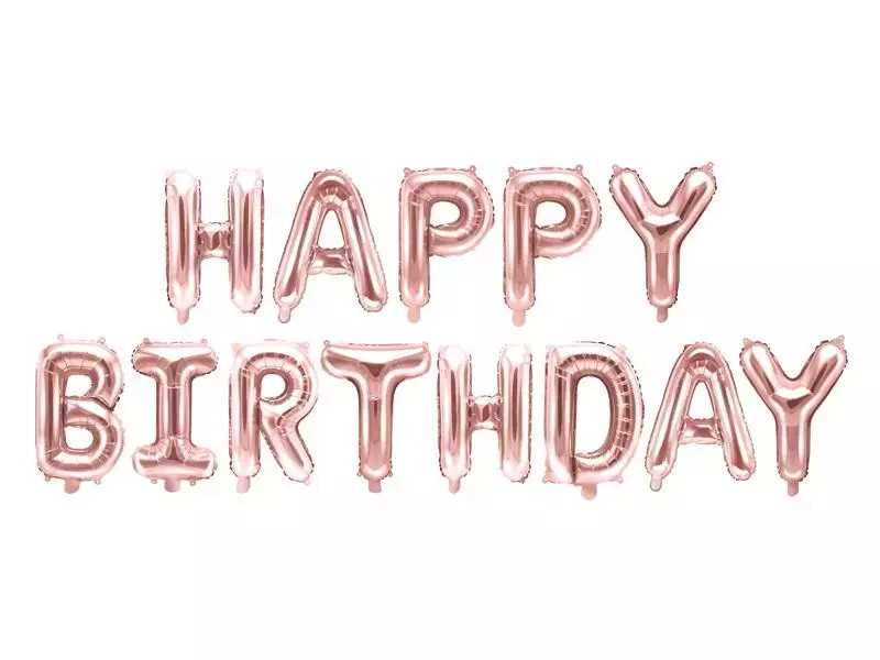 5902230796591 Balon foliowy Happy Birthday rowe zoto 340x35cm PartyDeco 3390₽