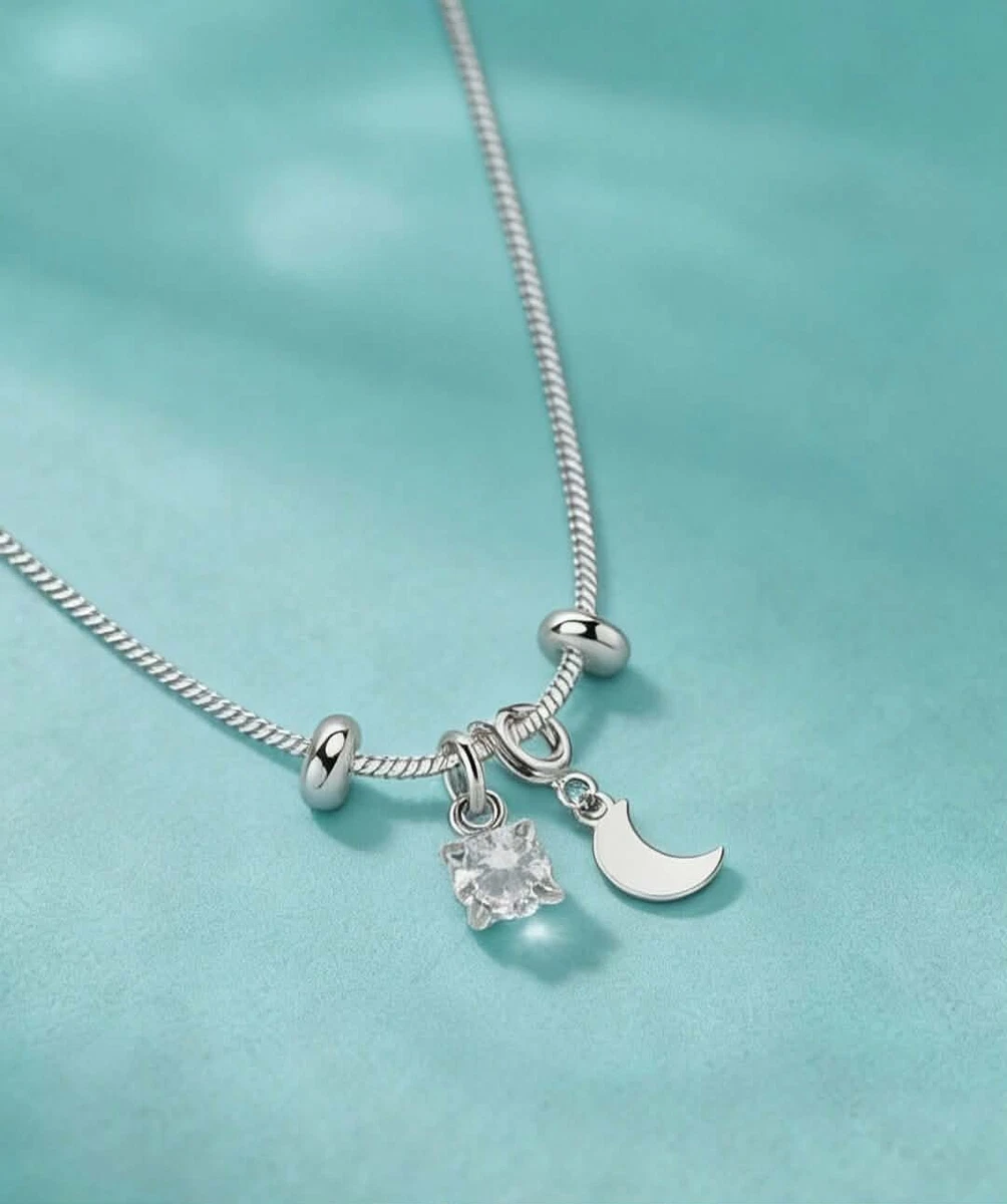 Collana In Argento Sterling Con Pietre CZ Pendenti A Stella E