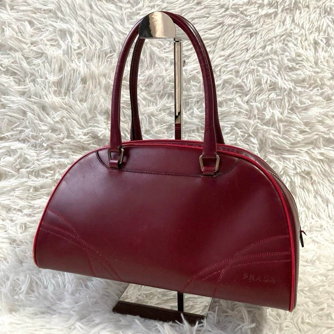 PRADA プラダ LEATHER HAND BAG ボーリングバッグ Used] Prada Bowling Bag Handbag Tote Bag Handbag Logo