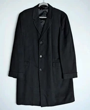 KENNEDY'S Mongolian Cashmere Vtg 60s Black Commuter COAT Long JACKET M L Long